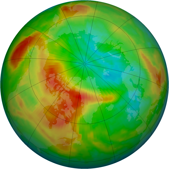 Arctic ozone map for 10 April 1997